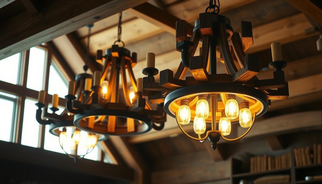 lampadari rustici in legno